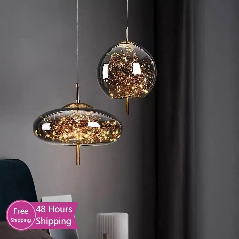DecorBites™ مصابيح قلادة زجاجية: ثريا سقف LED عصرية لغرفة النوم والحمام