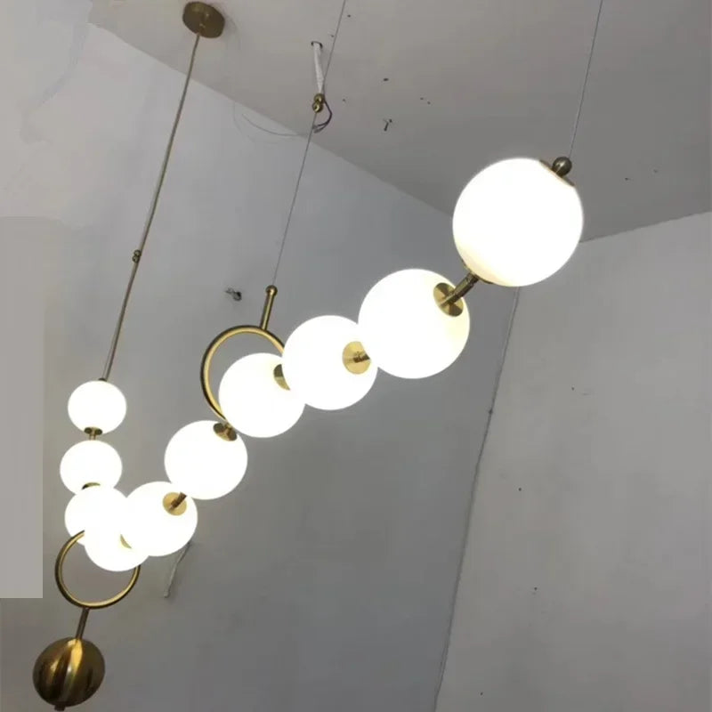 DecorBites™ ثريا قلادة ذهبية، إضاءة سقف فاخرة للدرج وغرفة الطعام