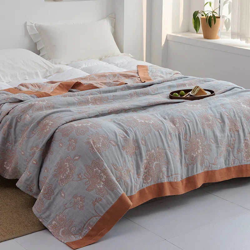 DecorBites™ Cotton Gauze Towel Throw Blanket - Soft and Cozy Bedspread for All Seasons