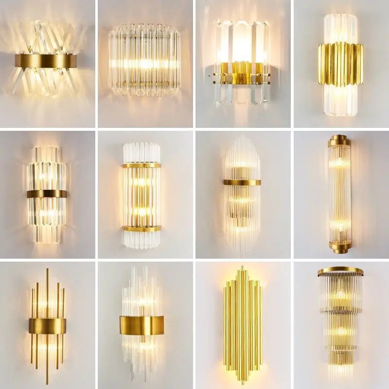 أضواء حائط كريستالية ذهبية من DecorBites™: إضاءة LED جدارية حديثة لغرفة النوم، غرفة المعيشة والحمام