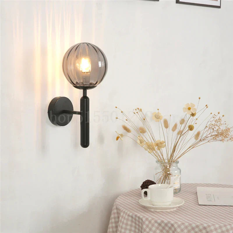 DecorBites™ Blue Glass Balls Wall Lamp: Modern Living Room Bedroom Sconce for TV Background.