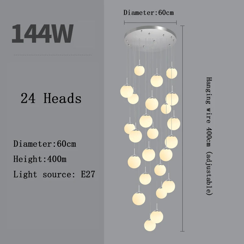 Nordic Glass Staircase Chandelier Pendant Light