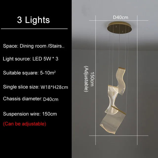 DecorBites™ ثريا سقف LED، مصباح معلّق للدرج، إضاءة عصرية مبتكرة لغرفة المعيشة وغرفة الطعام