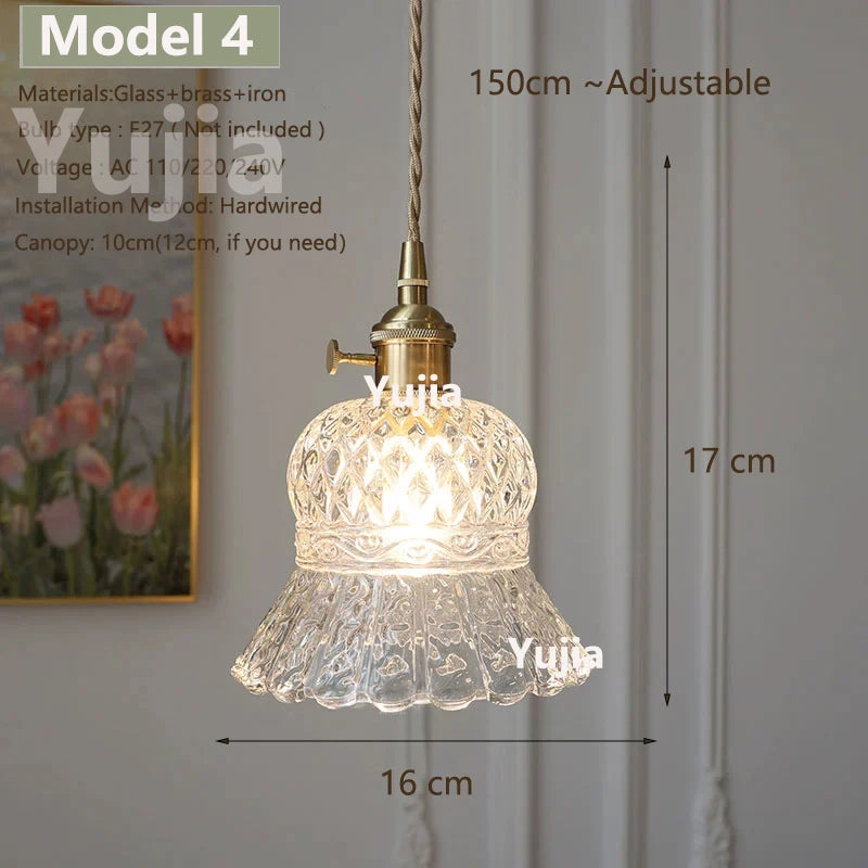 Vintage Green Glass Pendant Light With Brass Details