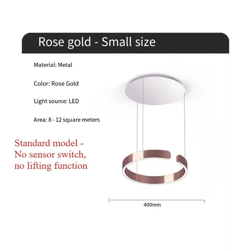 Modern Ring LED Pendant Light in Black or White