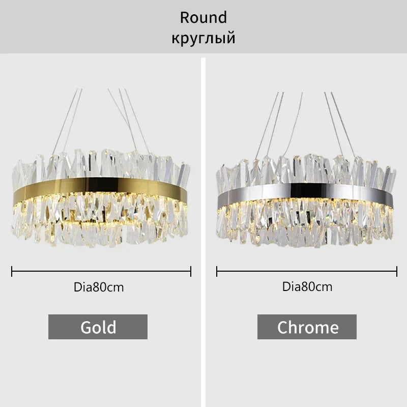 DecorBites™ Crystal LED Chrome Pendant Chandelier for Kitchen Dining Living Room