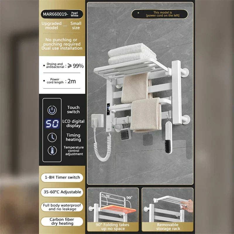 DecorBites™ Electric Towel Radiator Warmer Rack for Smart Bathroom Storage and Heating