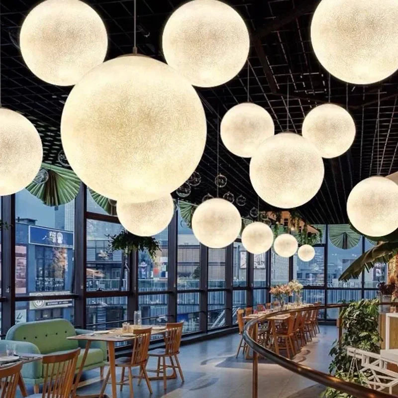 Nordic Moon White FRP Round Pendant Light