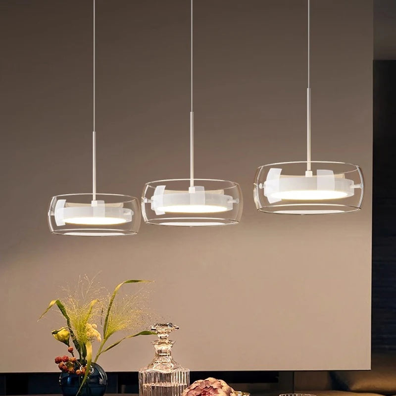 Modern Glass Ring Pendant Light in Iron