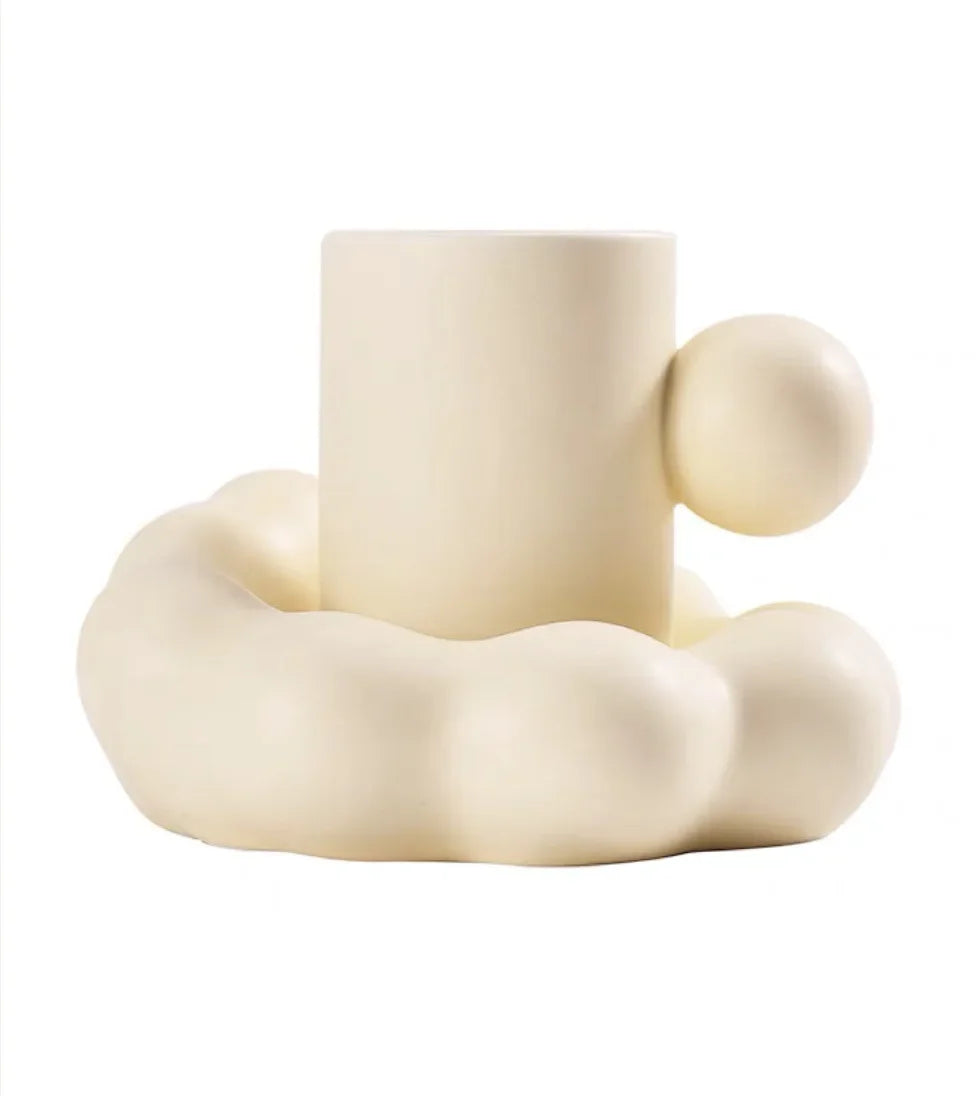 DecorBites™ Cotton Candy Ceramic Cup & Saucer Set for Coffee, Tea, Milk, Juice