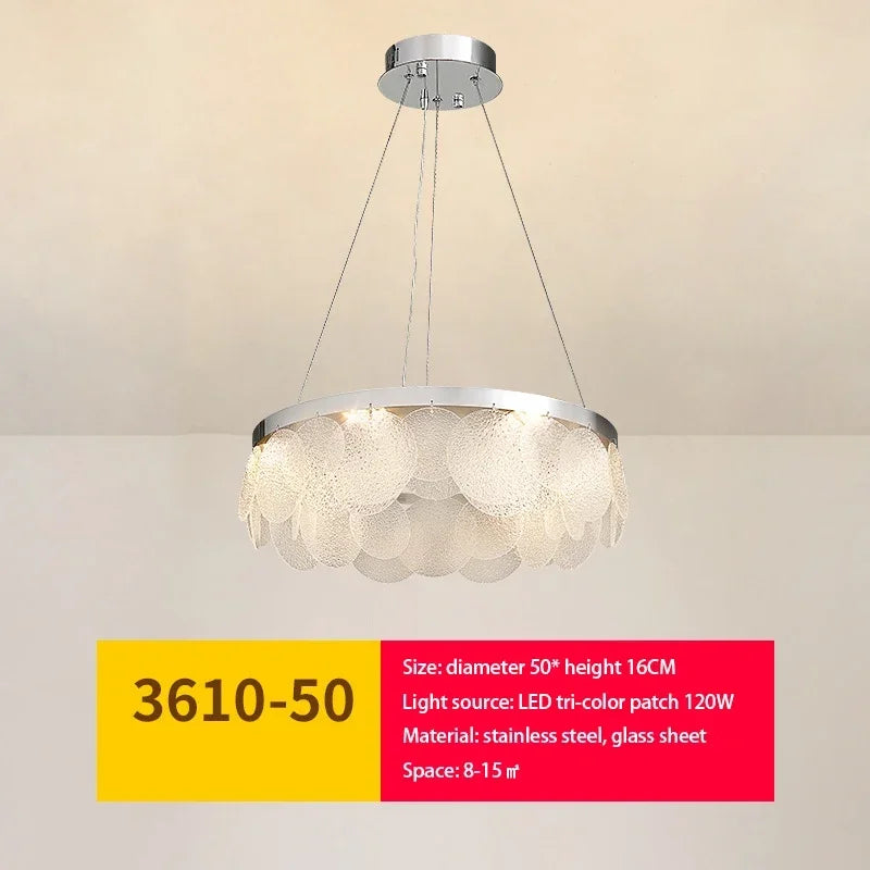 DecorBites™ ثريا زجاجية ومصباح سقف LED | فن معدني حديث | ديكور داخلي لغرفة المعيشة والمطبخ