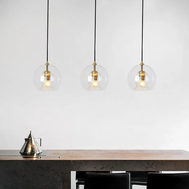 DecorBites™ Clear Glass Ball Pendant Light Chandelier for Living Room Dining Room Home Decor