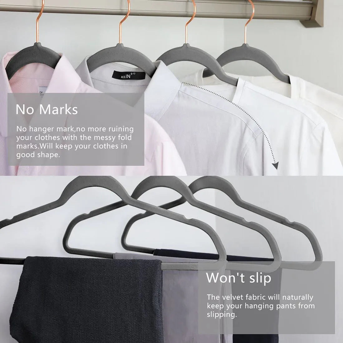 DecorBites™ 45CM Flocking Hanger: Non-Slip Velvet Trousers Rack for Clothing Store