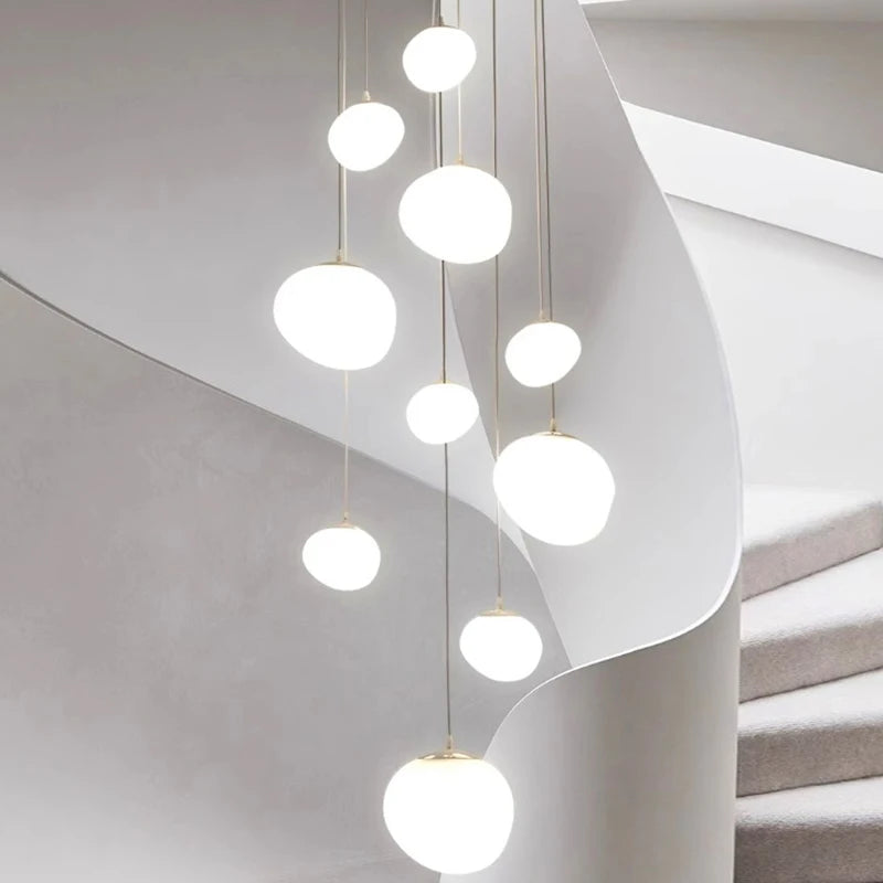 Modern Brushed Stainless Acrylic Multi-Head Pendant Light