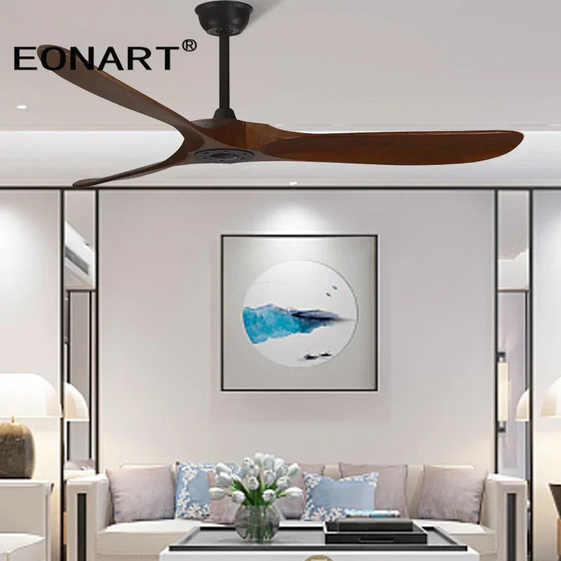 DecorBites™ 60" Solid Wood DC Ceiling Fan Without Light & Remote Control