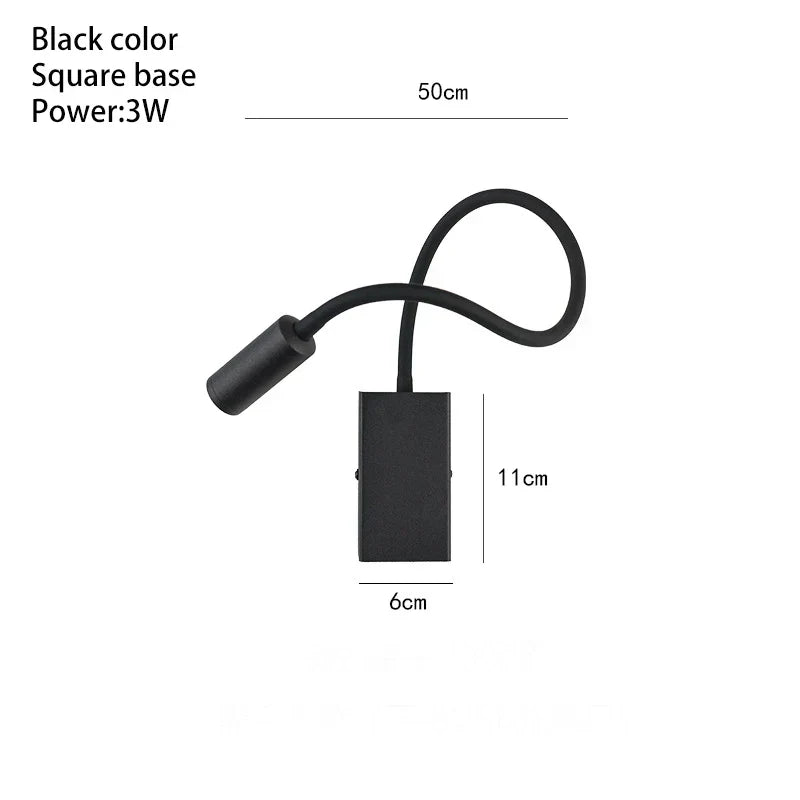 DecorBites™ 3W LED Wall Spot Light with On/Off Switch, Flexible Desk Reading Lamp