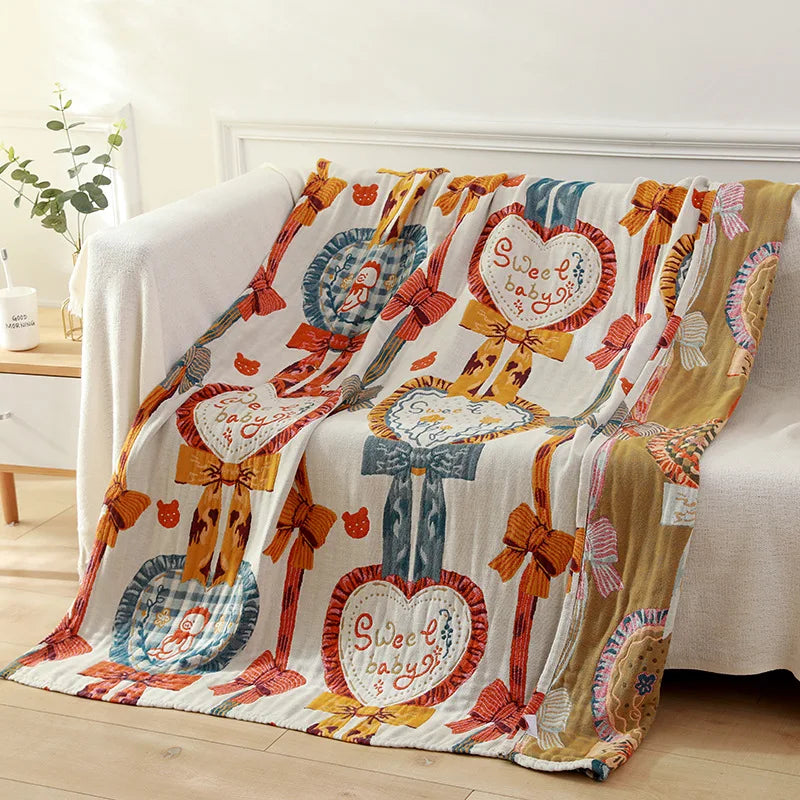 DecorBites™ Kids' 5-Layer Gauze Cotton Bath Towel - 120*150 CM