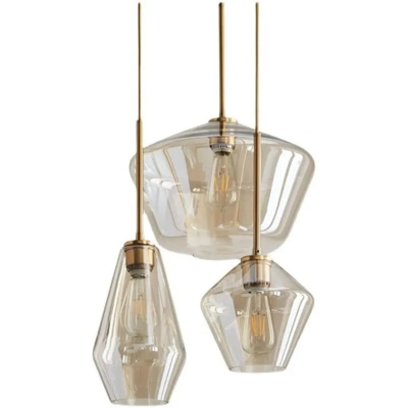 DecorBites™ Gray Amber Glass Pendant Lamp for Home and Office Lighting