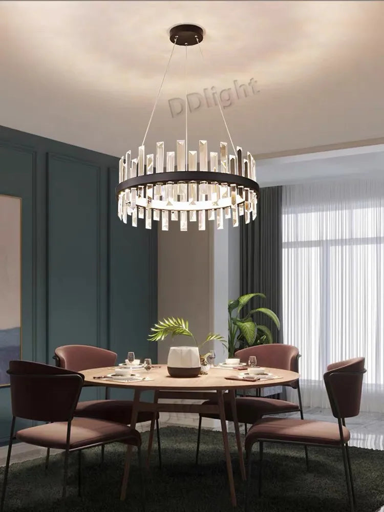 DecorBites™ Crystal Industrial Pendant Lamps Set for Modern Living Room Bedroom Kitchen Decor