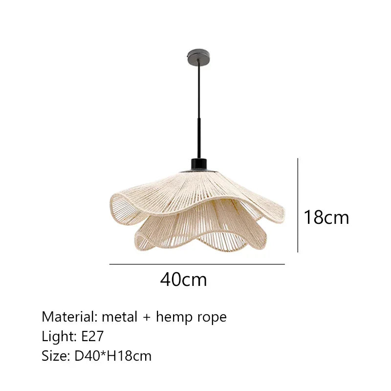 Lustre de plafond en corde de chanvre DecorBites™, suspensions LED minimalistes nordiques pour salle à manger