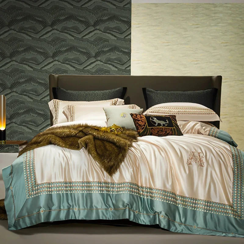 DecorBites™ 1200TC Egyptian Cotton Embroidery Bedding Set - Queen King Size Bedlinens