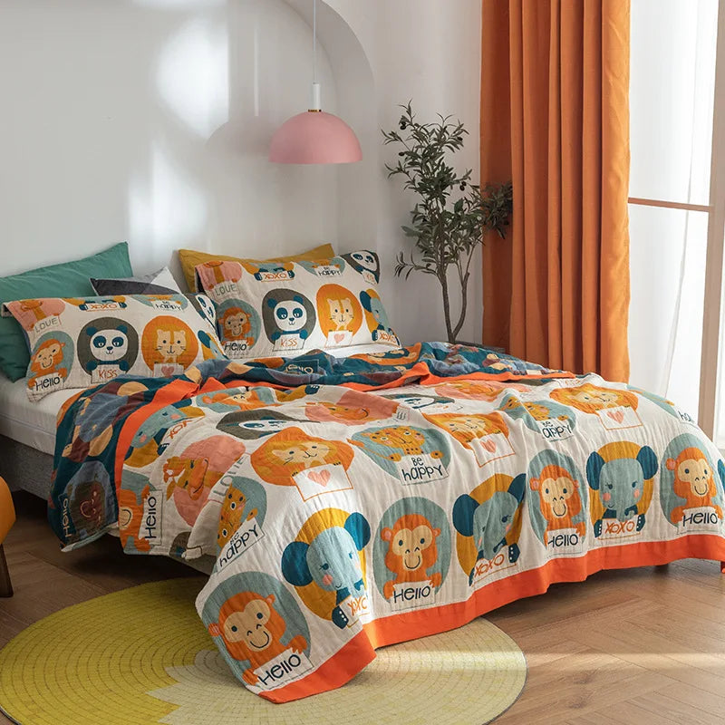 Couverture Serviette en Gaze de Coton DecorBites™ - Jacquard Double Face Teint en Fil pour Adultes et Enfants