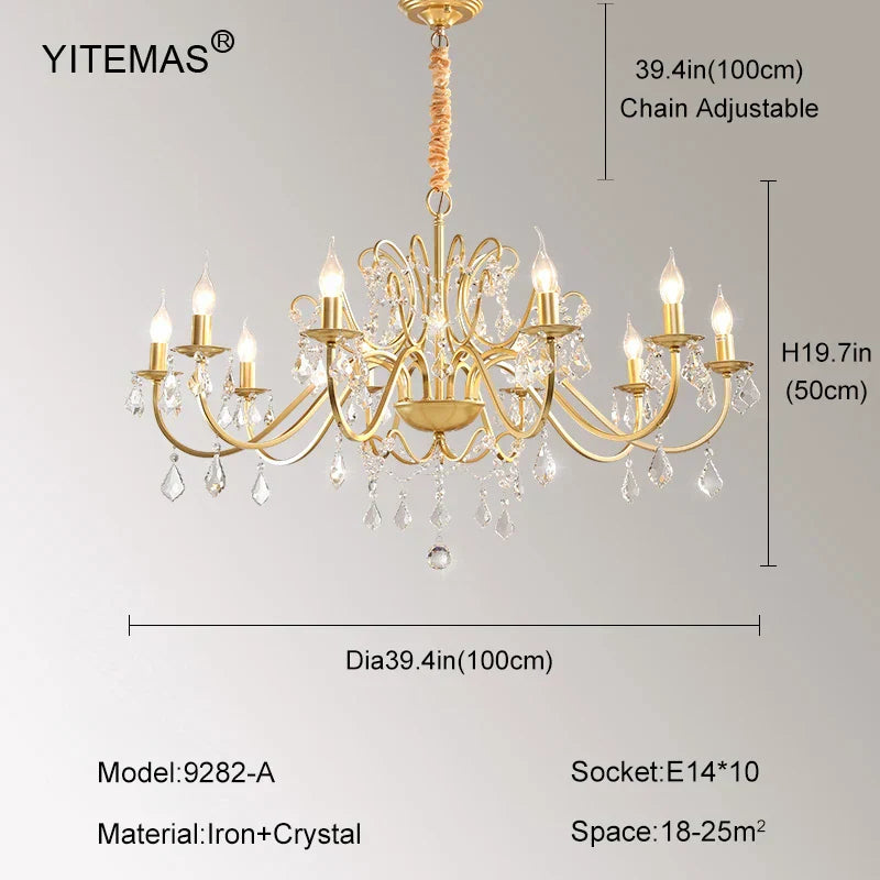 DecorBites™ ثريا ذهبية كريستالية بظل مصباح لغرفة المعيشة وغرفة النوم والمطبخ الأنيقة