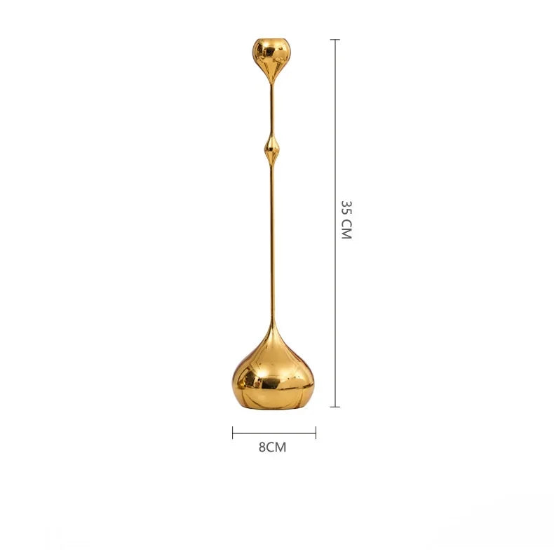 DecorBites™ حامل شمعدان على شكل قطرة ماء هندسية ذهبية، منظم مكتبي، قطع مركزية لحفلات الزفاف