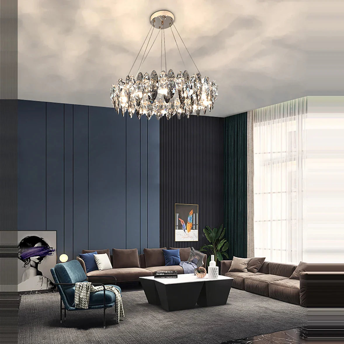 DecorBites™ Crystal Dimmable LED Pendant Lights: Modern Indoor Artistic Hanging Lamps