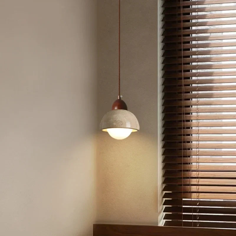 مصباح تعليق LED ياباني DecorBites™ من الحجر الجيري الأصفر لغرفة النوم وغرفة الطعام