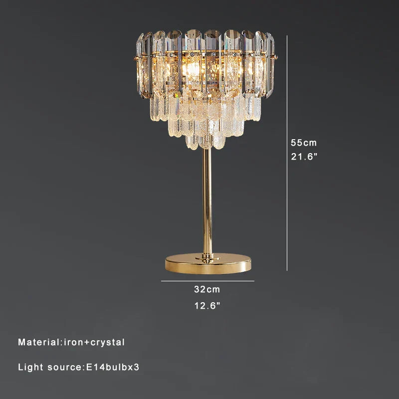 DecorBites™ Crystal Table Decor Lamp 3000K E14 Bulb Desk Light for Bedside Office