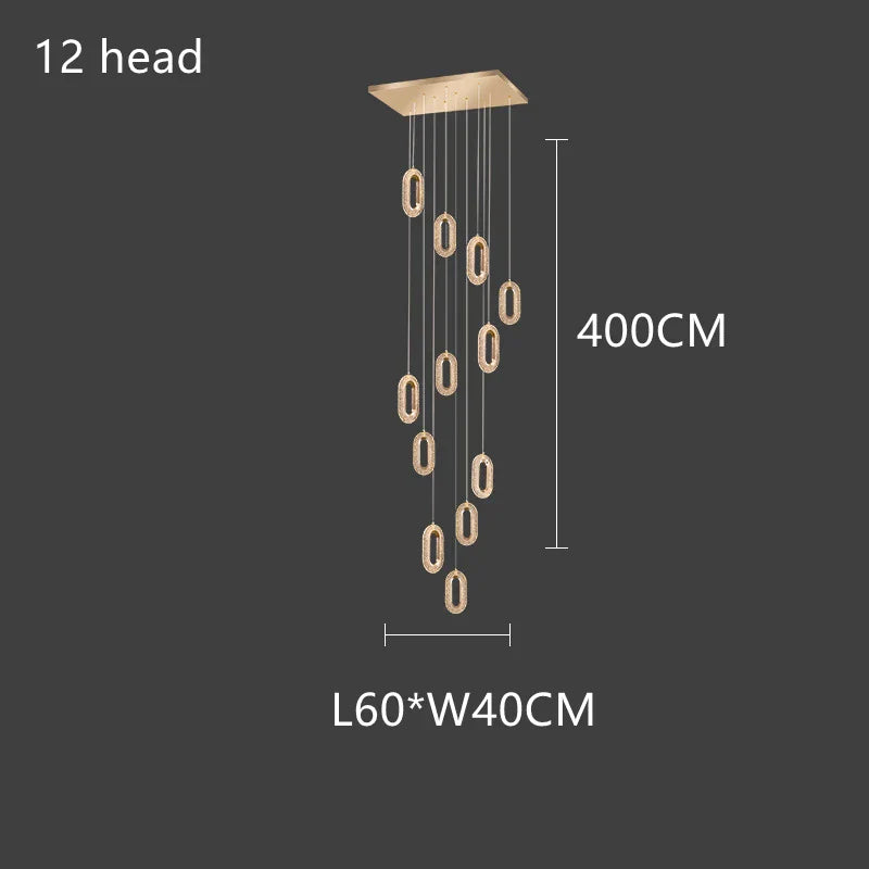 DecorBites™ Gold Acrylic Chandelier LED Pendant Light Modern Staircase Bedroom Living Room Decor