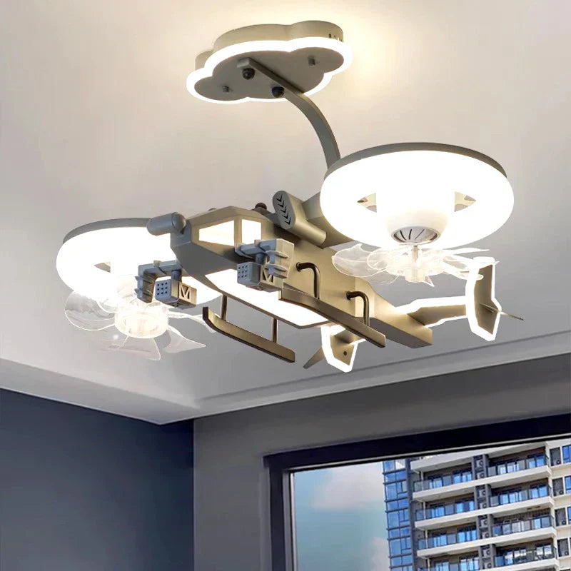 مروحة سقف غرفة نوم الأطفال من DecorBites™ مع إضاءة، جهاز تحكم عن بعد - مصباح LED عصري