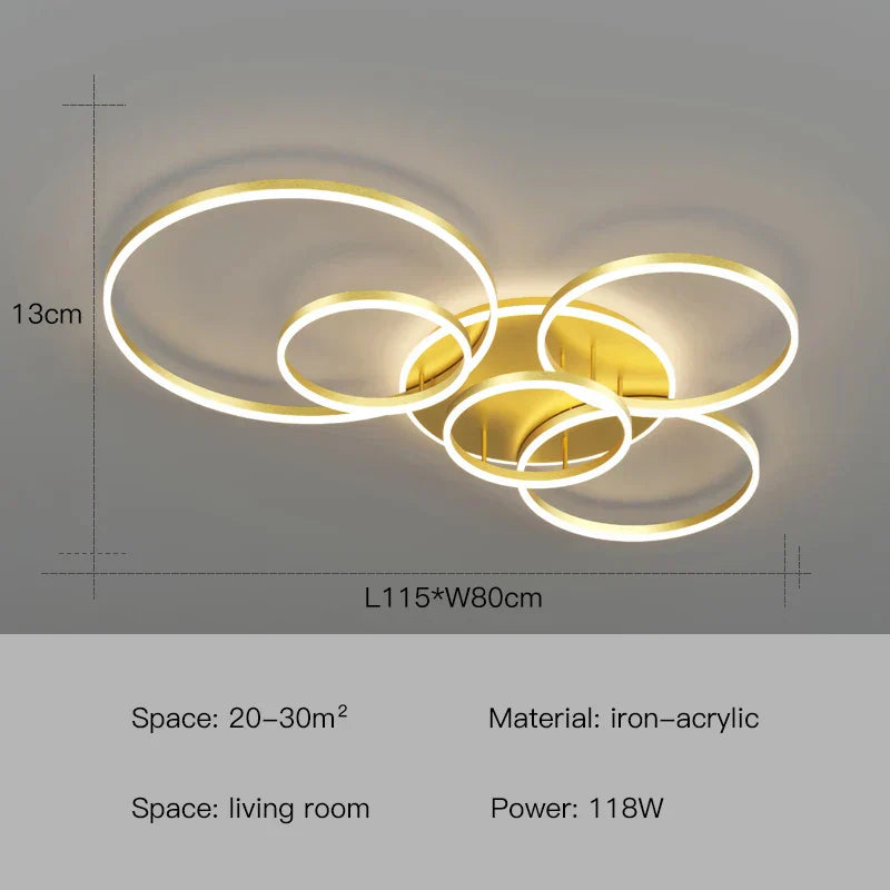 DecorBites™ ثريا سقف LED بتصميم حلقات إضاءة معلقة - إضاءة منزلية بلمسة عصرية
