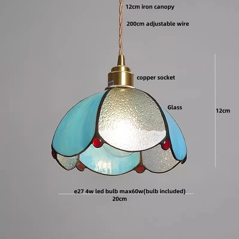 DecorBites™ Butterfly Glass Flower LED Pendant Lamp – Tiffany Style Adjustable Hanging Lamp