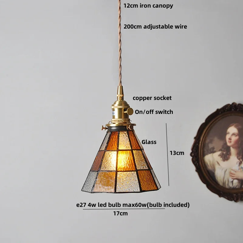 DecorBites™ Glass LED Pendant Lamp: Handmade Japanese Style Adjustable Hanging Light Fixtures