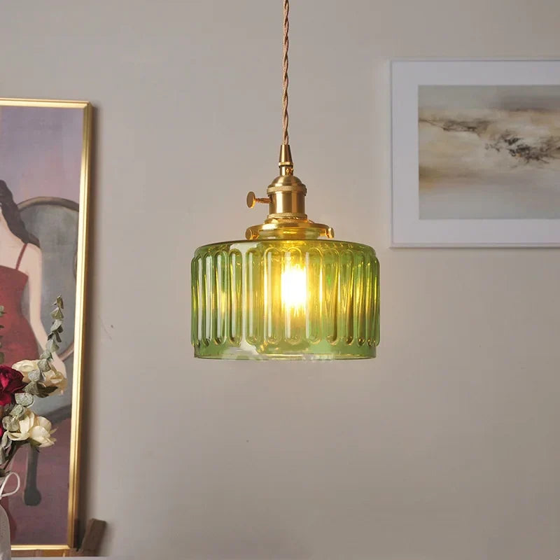 مصباح DecorBites™ المعلق من الزجاج الأخضر LED: مصباح معلق بتصميم نورديك عصري لغرفة الطعام والنوم