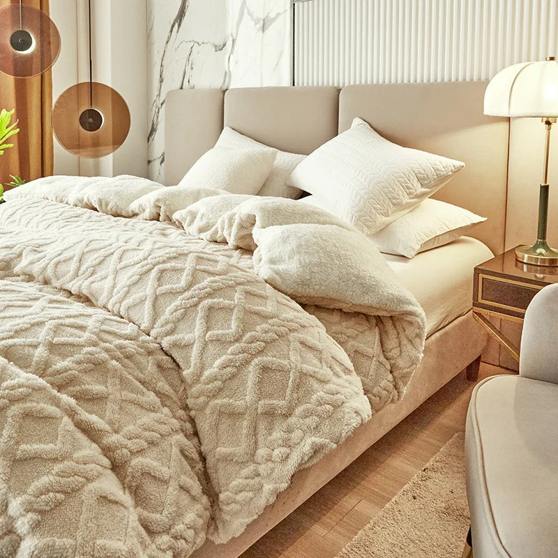 DecorBites™ Dual Use Cashmere Duvet Cover: Winter Warm Plush Blanket with Double-sided Fleece