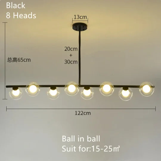 مصباح معلق DecorBites™ الذهبي الكروي الزجاجي LED لإنارة المطابخ وغرف الطعام