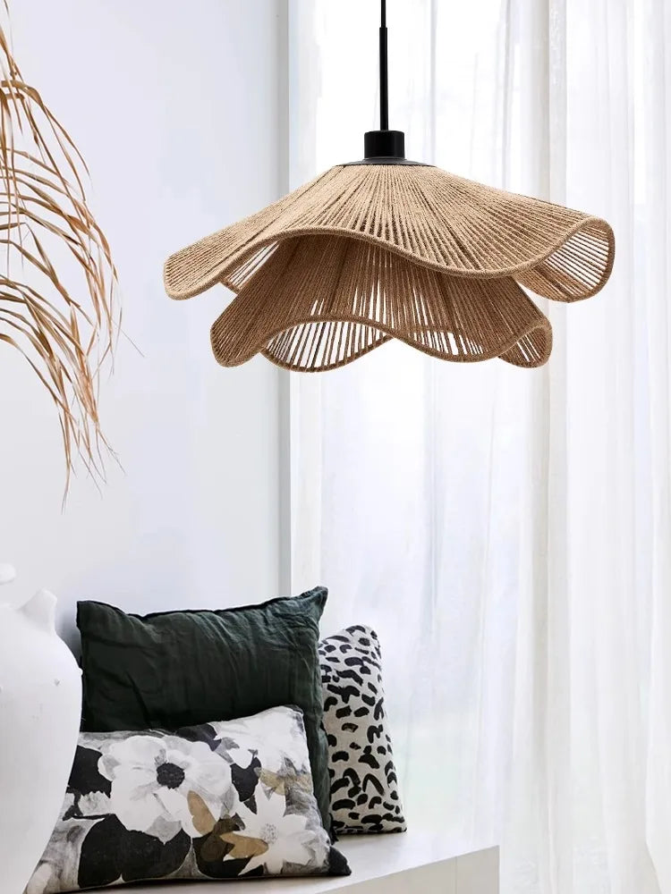 ثريا DecorBites™ بالحبال القنب: مصباح تعليق LED بتصميم نورديك مينيماليست و"وابي سابي" لغرفة الطعام والنوم