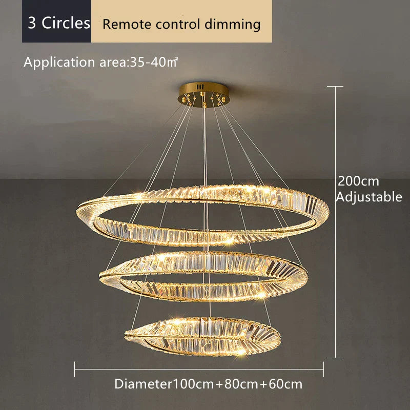 DecorBites™ Crystal Ceiling Chandelier: Modern Luxury LED Pendant Light for Kitchen Living Room Hall Décor