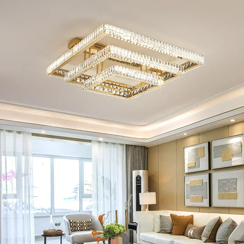 DecorBites™ Crystal LED Ceiling Chandelier: Smart Dimmable Bedroom Lighting Fixture