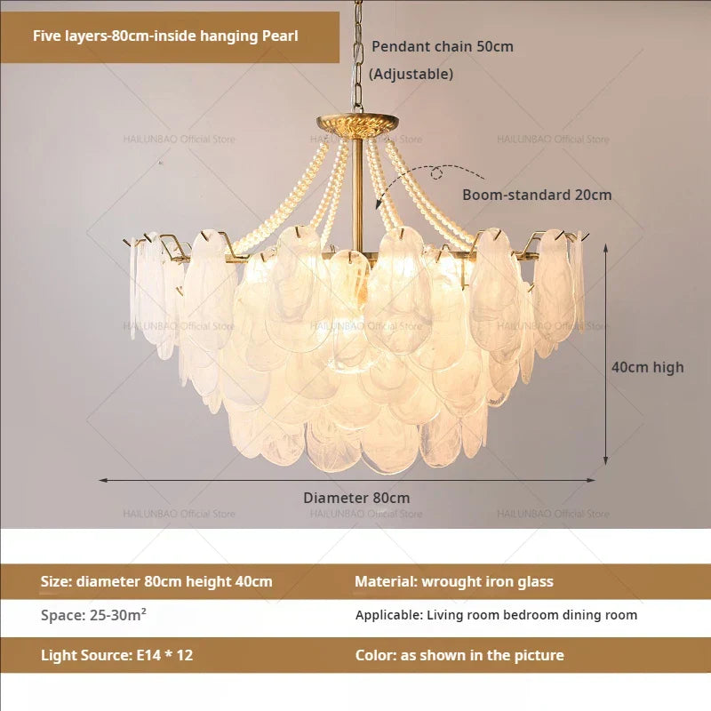 DecorBites™ French Chandelier Garden Light with K9 Crystal | Elegant Pearl Shell Design