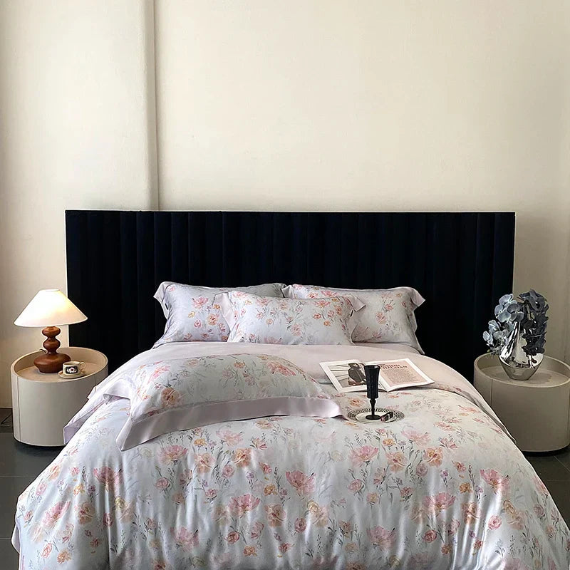 DecorBites™ Eucalyptus Fiber Flowers Print Bedding Set - Soft Silky Cool Feel
