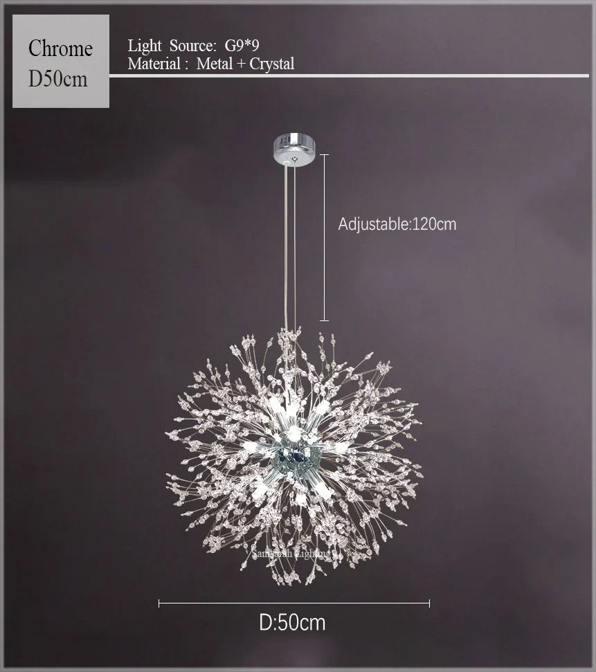 DecorBites™ ثريا الهندباء LED إضاءة كرة كريستال متلألئة للمطاعم وغرف المعيشة