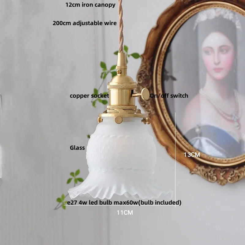 DecorBites™ Clear Leaf Glass LED Pendant Copper Switch Kitchen Dining Room Light