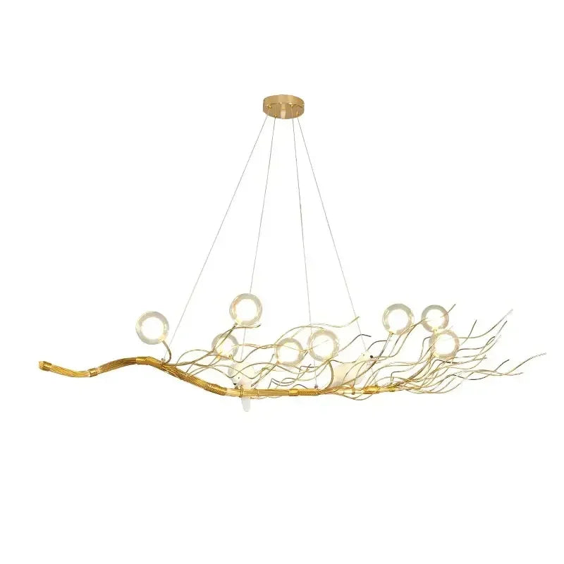 DecorBites™ ثريا LED متدلية بفرع حديدي: مصباح إضاءة غرفة الطعام الاسكندنافي