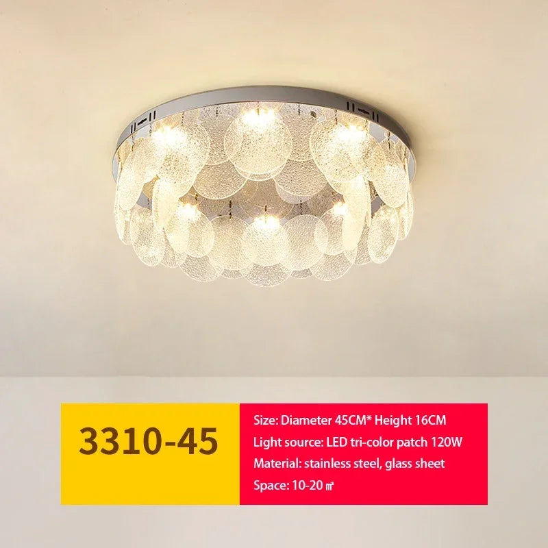 DecorBites™ ثريا زجاجية ومصباح سقف LED | فن معدني حديث | ديكور داخلي لغرفة المعيشة والمطبخ