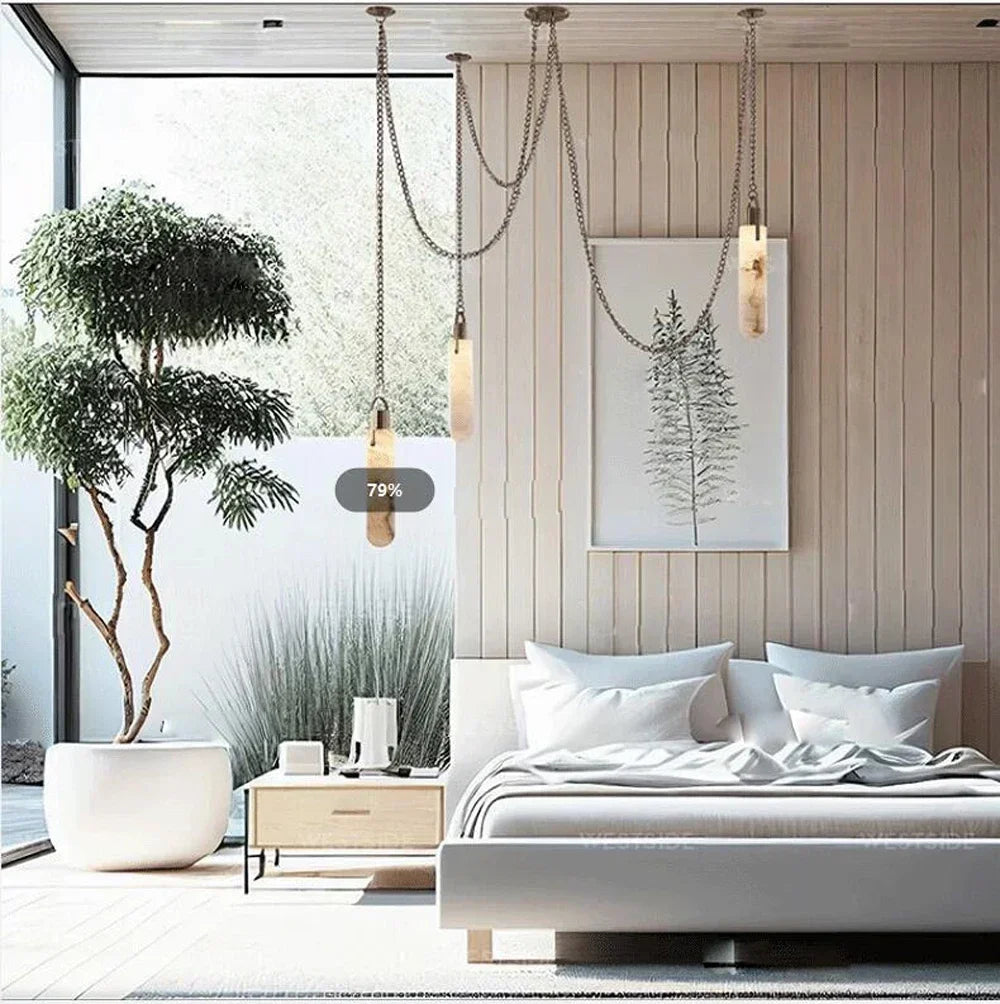 ثريا LED كروم ذهبية من DecorBites™ لغرفة الطعام - تصميم رخامي 2025