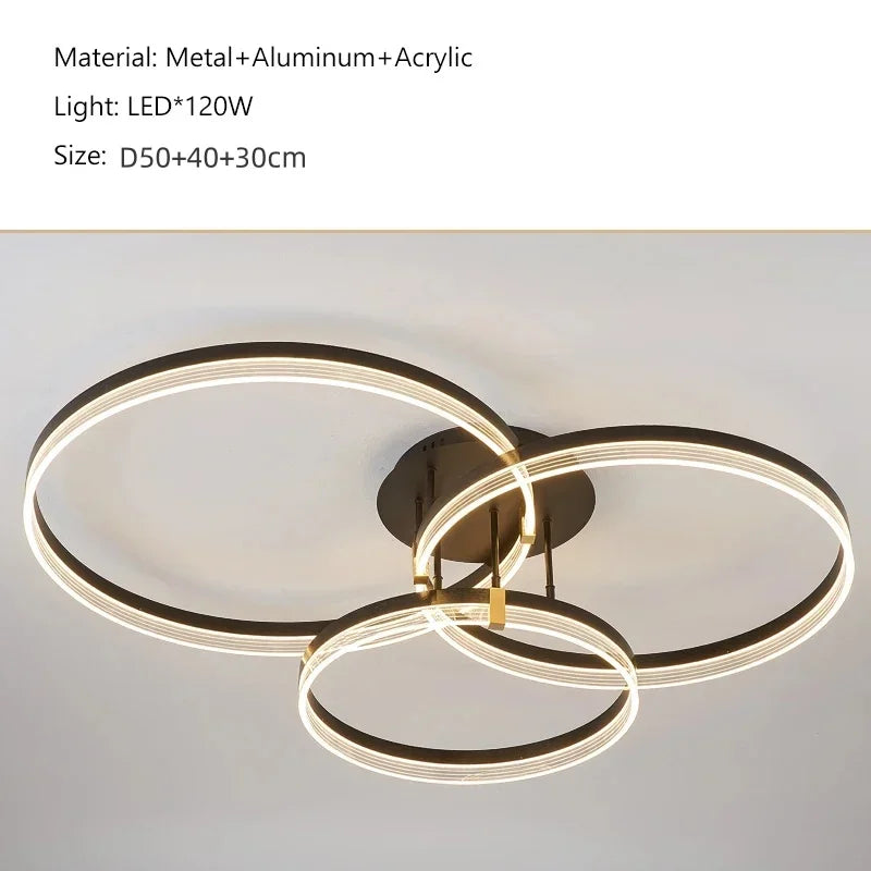 DecorBites™ Acrylic Round Ring Ceiling Light LED Chandelier Modern Minimalism for Living Room and Kitchen